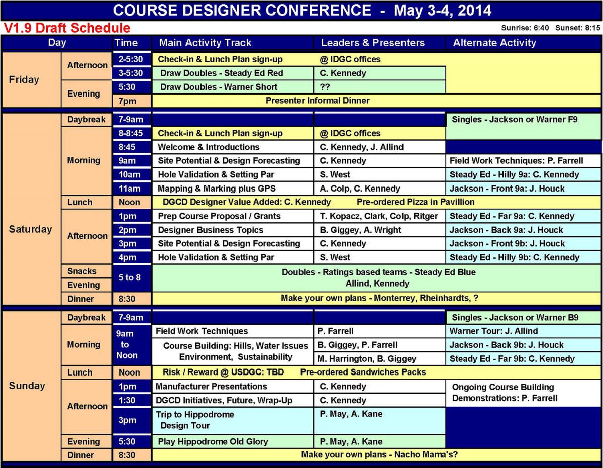 Pdga Schedule 2024 IDGC to Host Disc Golf Course Designers Conference Professional Disc