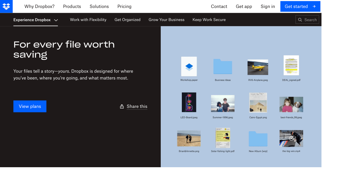 Dropbox "For all things worth" site Pickselverse