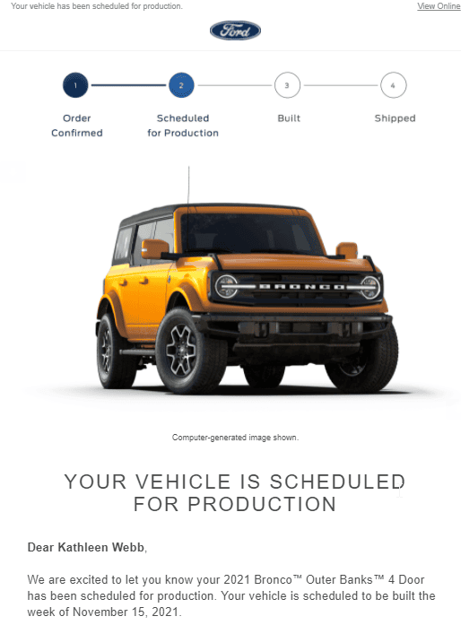Ford Vehicle Order Tracking not working Bronco Nation