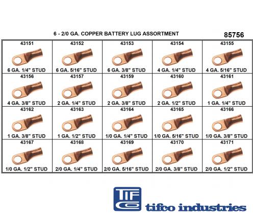 TIFCO Industries - Part#: 185756 - Copper Battery Lug Refill Asst, 6