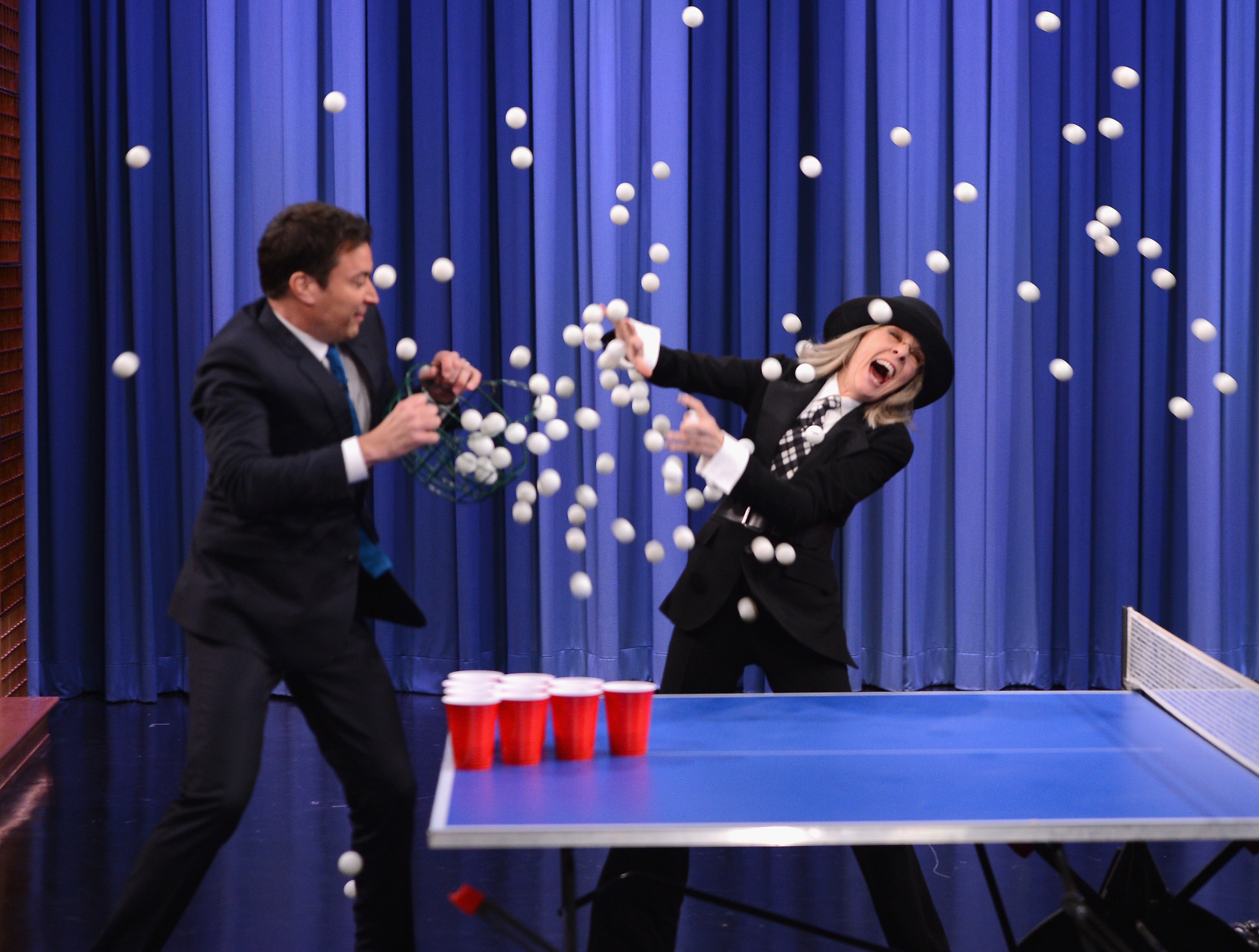 Jimmy Fallon Diane Keaton Play Beer Pong On The Tonight Show TIME