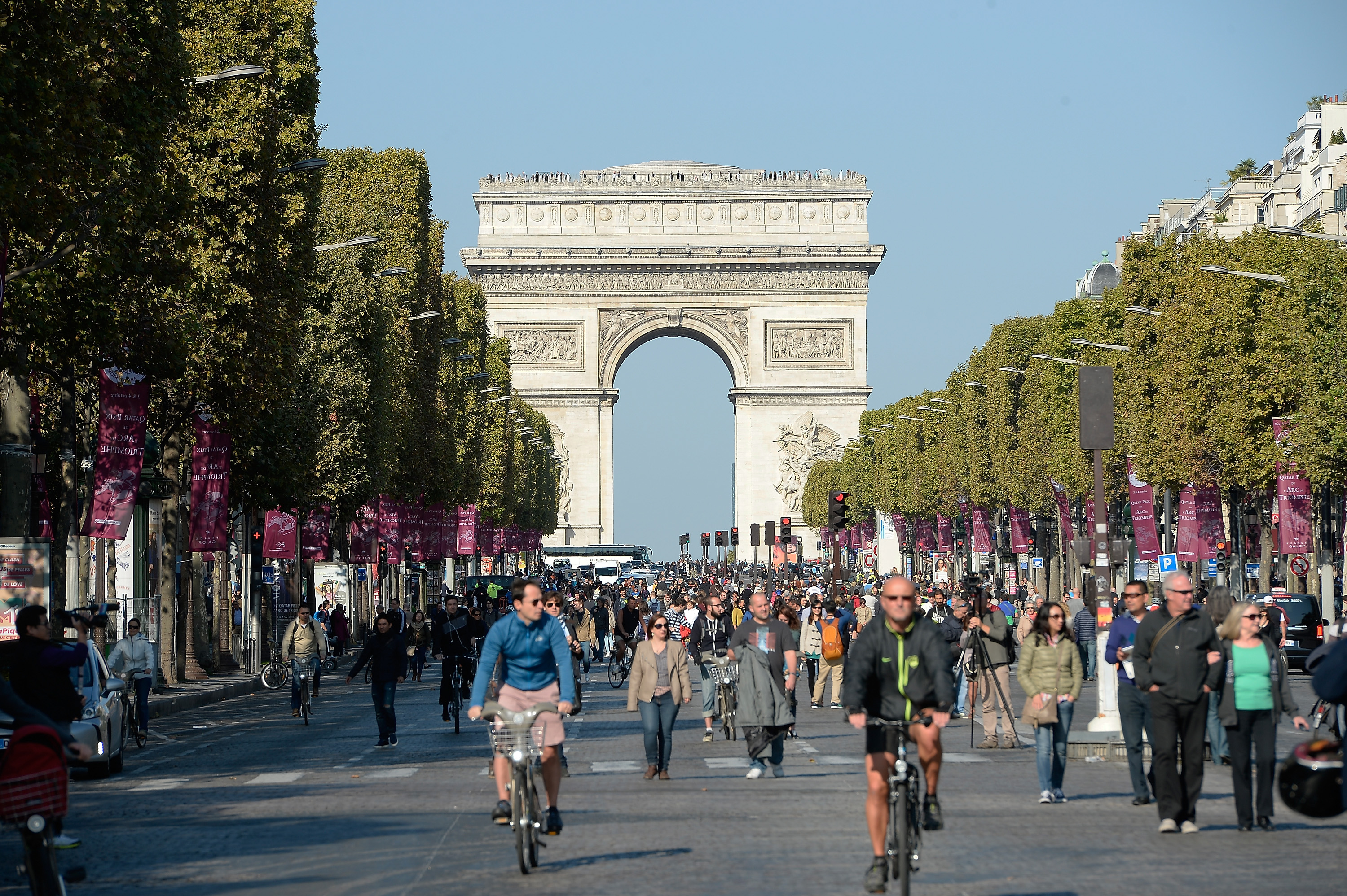Paris CarFree Day Pedestrians and Cyclists Encouraged Time