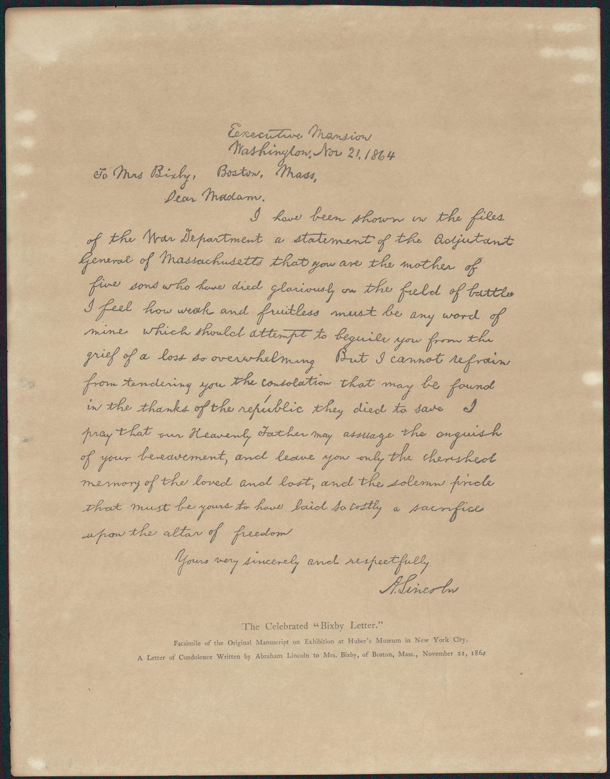 Abraham Lincoln Researchers Find Who Wrote the Bixby Letter Time