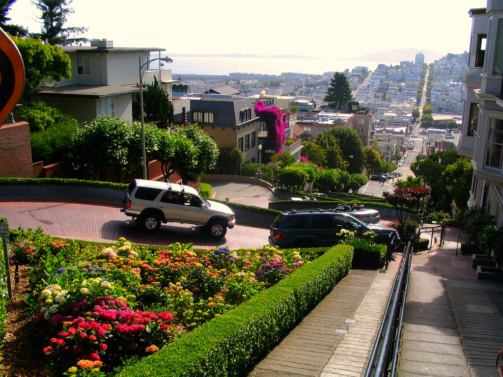 Lombard Street (Crookedest Street) in San Francisco, California Kid