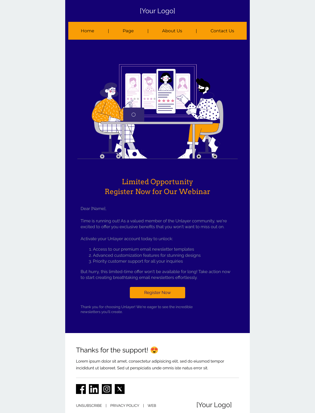 Don't Miss Out email Template Unlayer
