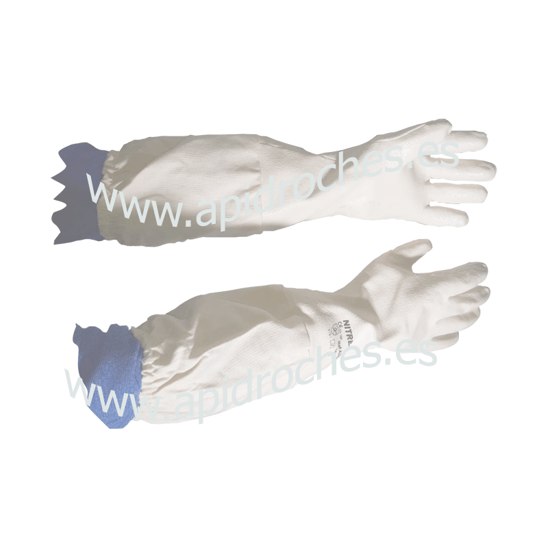 White nitrile beekeeping glove, long cuff.