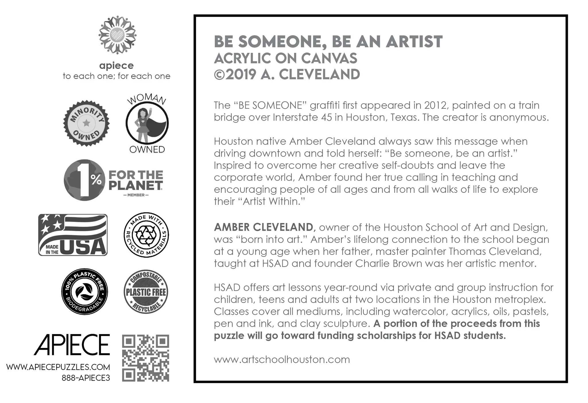 BE SOMEONE, BE AN ARTIST by AMBER CLEVELAND APIECE