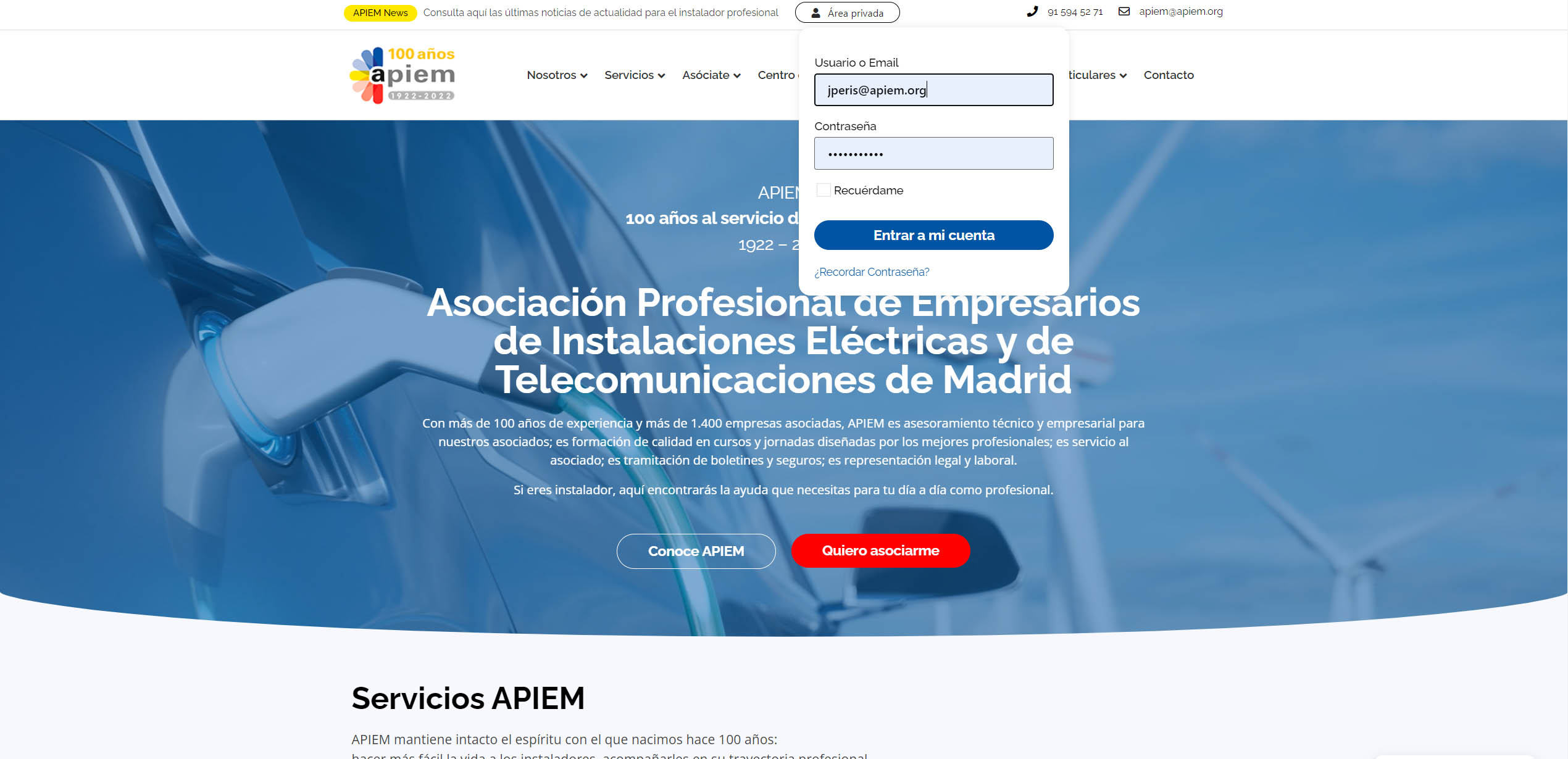 Área privada guía de uso APIEM
