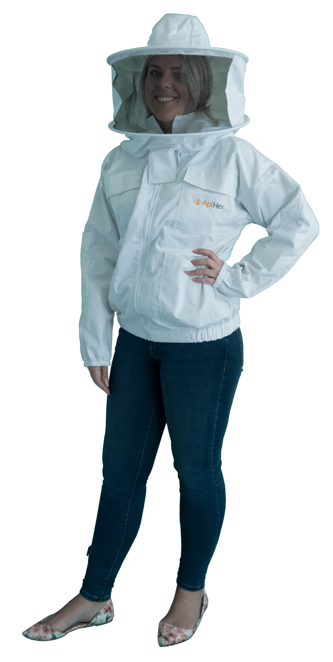 White Beekeeping Jacket Round Hat ApiHex