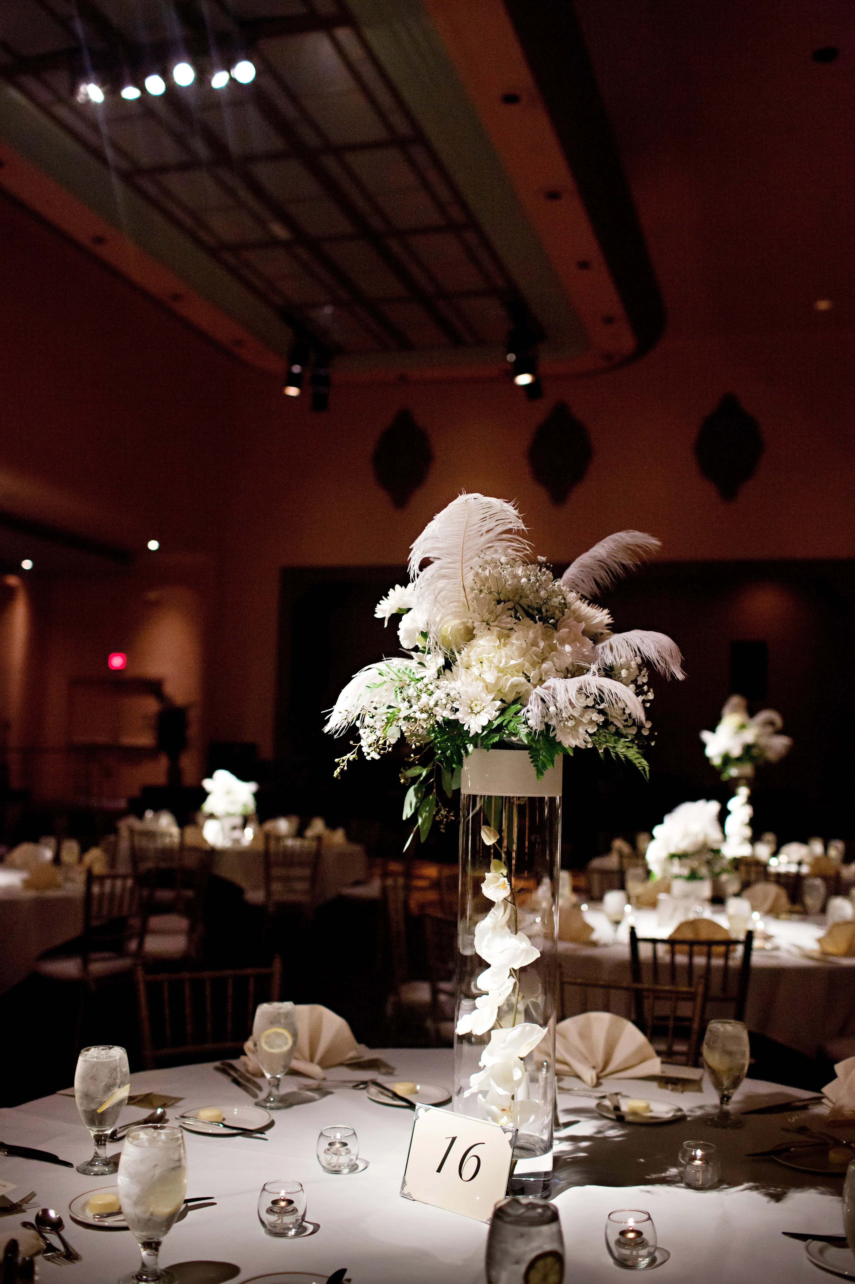 White Feather Centerpieces
