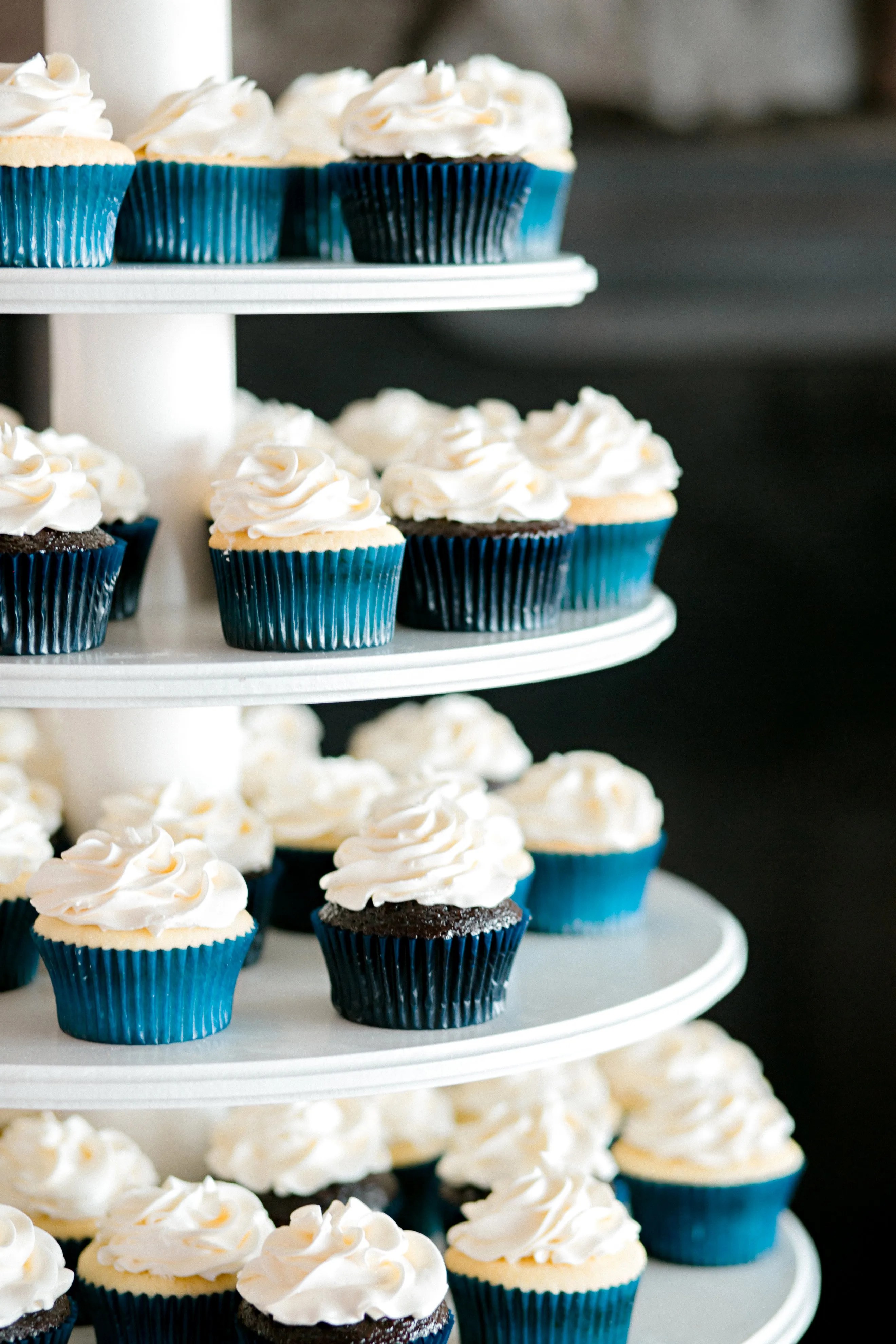 Blue and White Cupcake Display