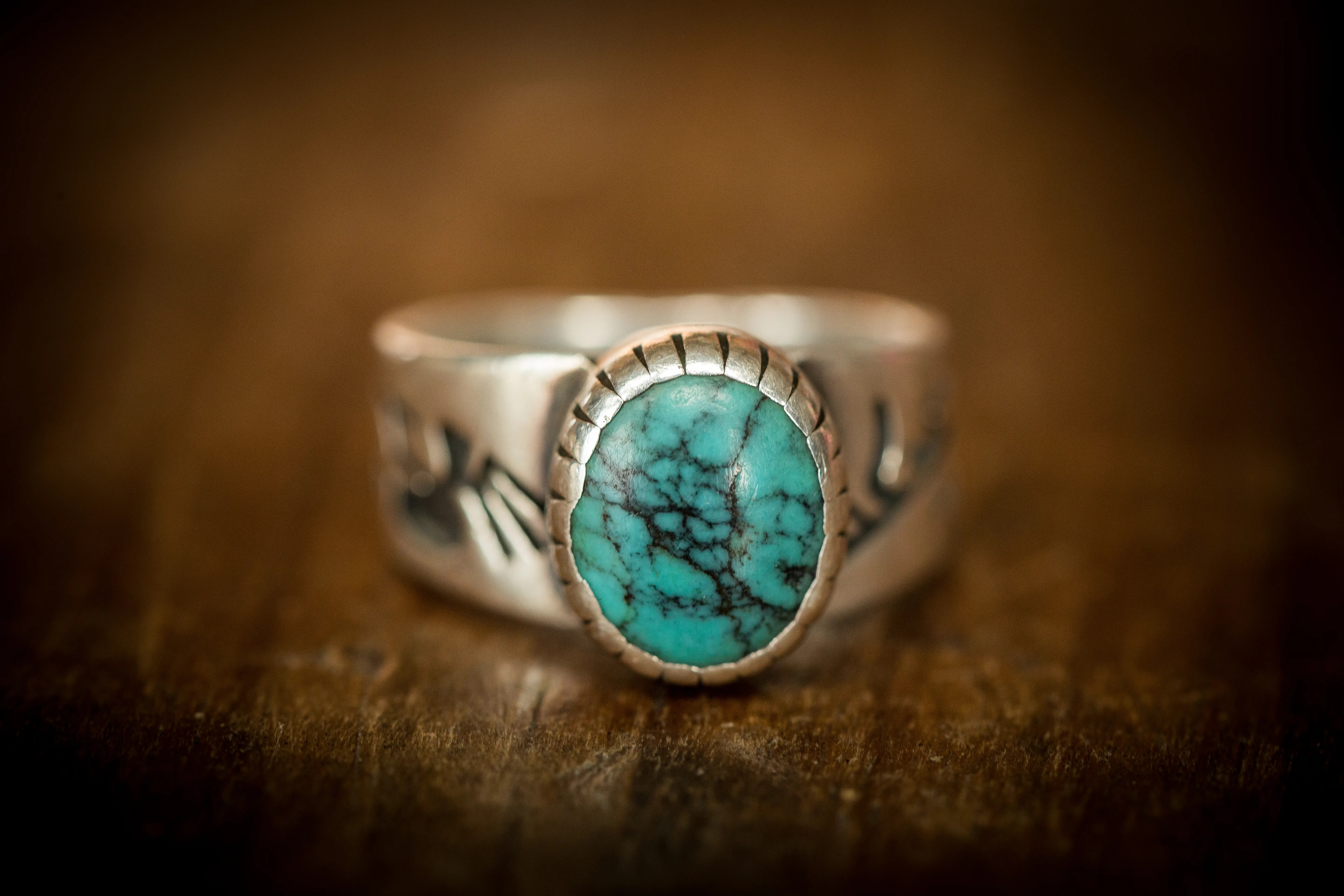 Groom's Silver Turquoise Wedding Ring
