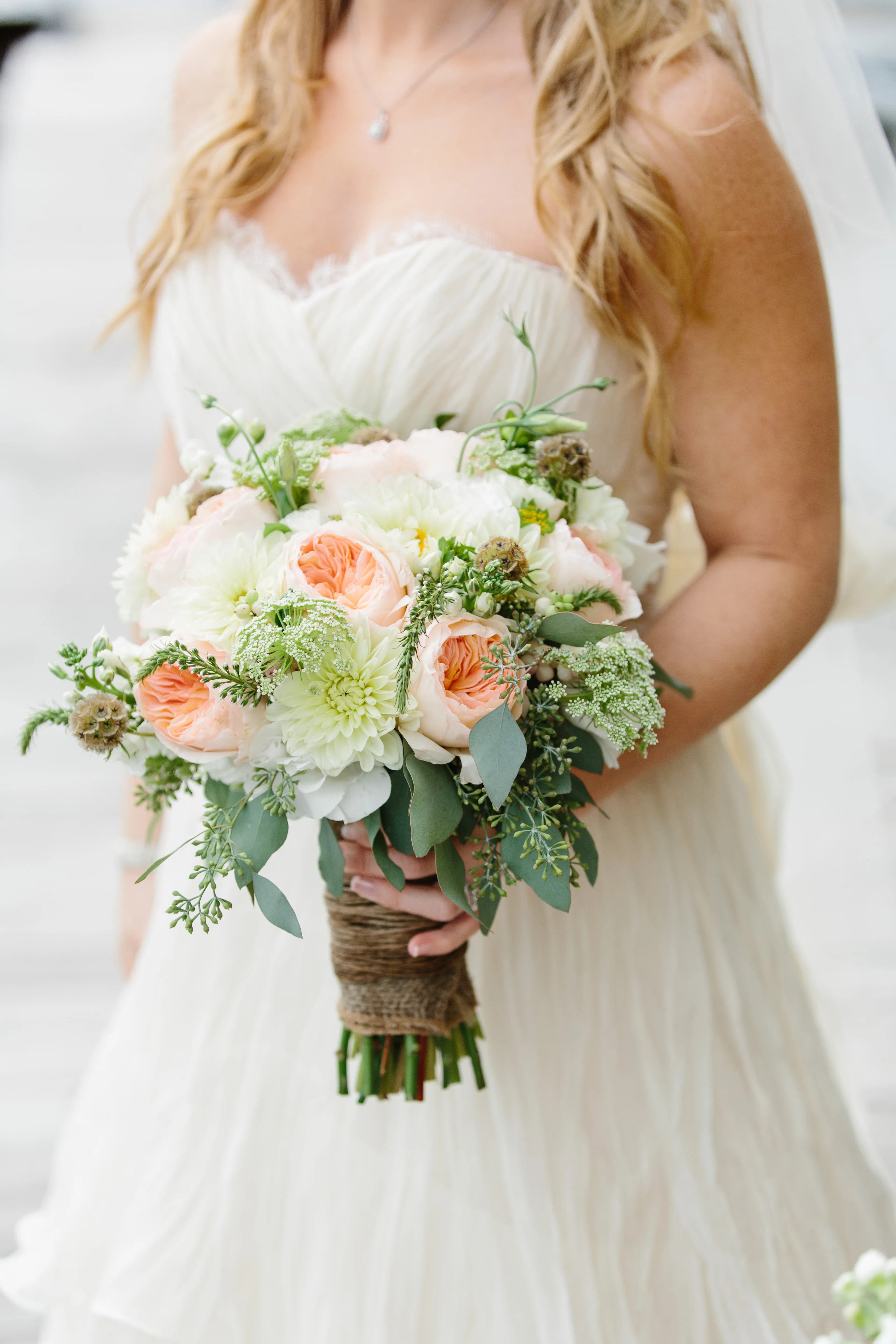 Peach David Austin Rose Bridal Bouquet