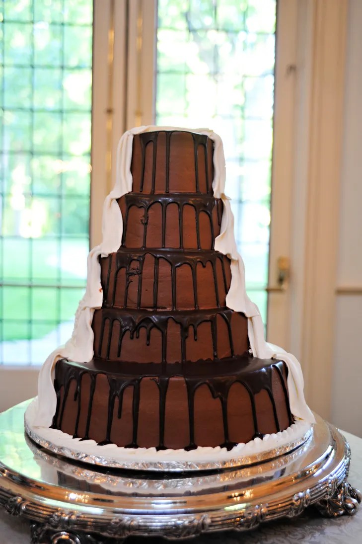 Half Chocolate Half White Frosted Wedding Cake