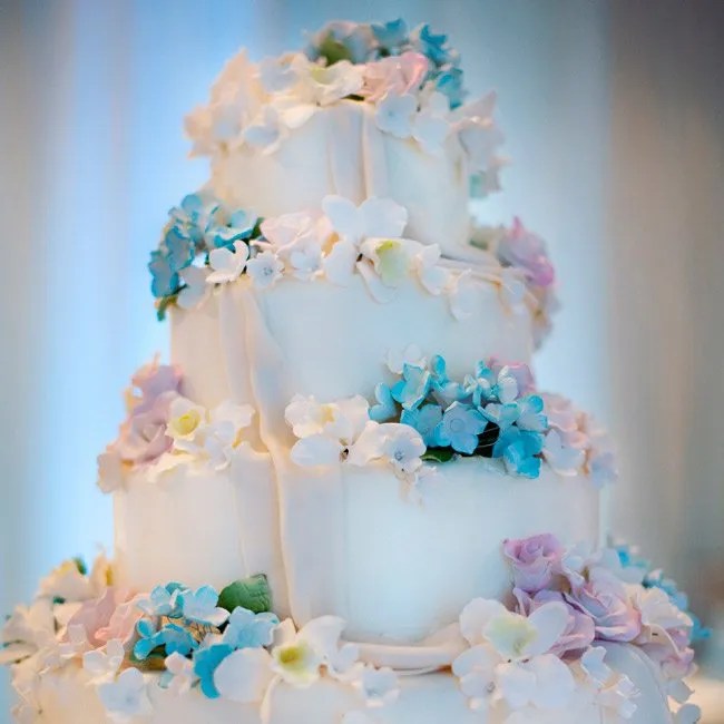 Light Blue and White Wedding Cake