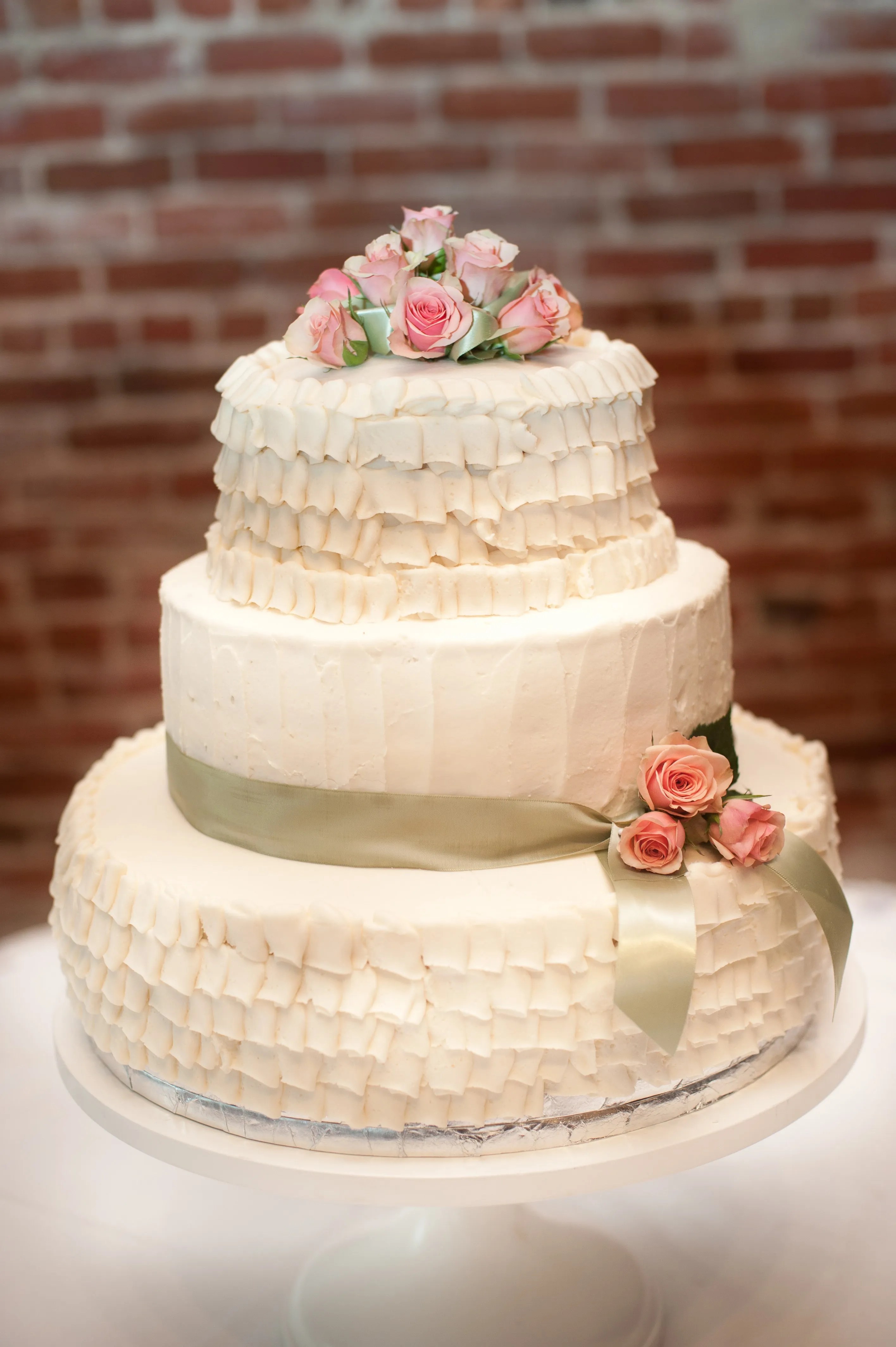 ThreeTiered Ruffle Wedding Cake