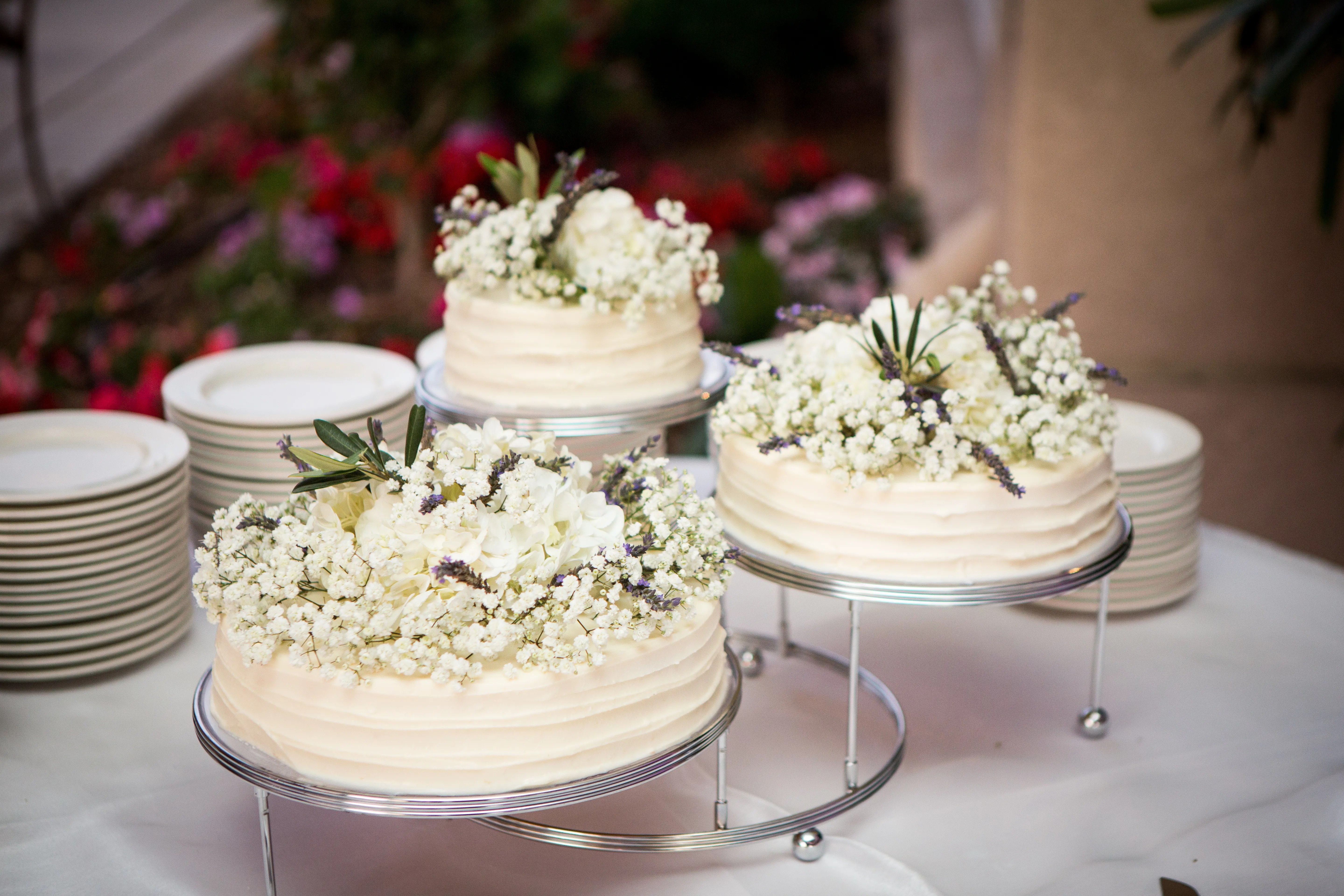 Trio of White Italian Cannoli Wedding Cakes with Ricotta