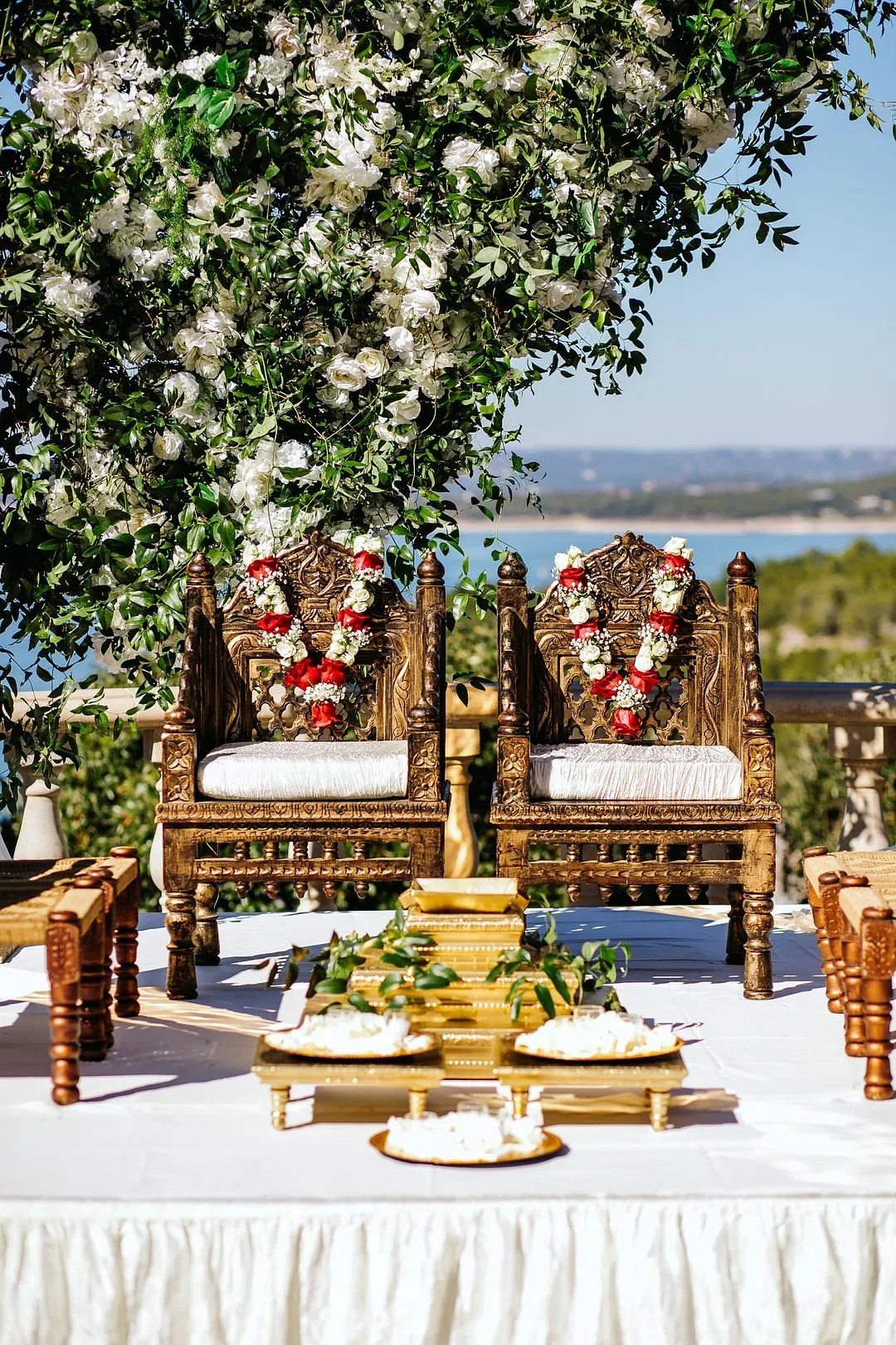 Indian Wedding Ceremony Setup Overlooking Lake in Austin