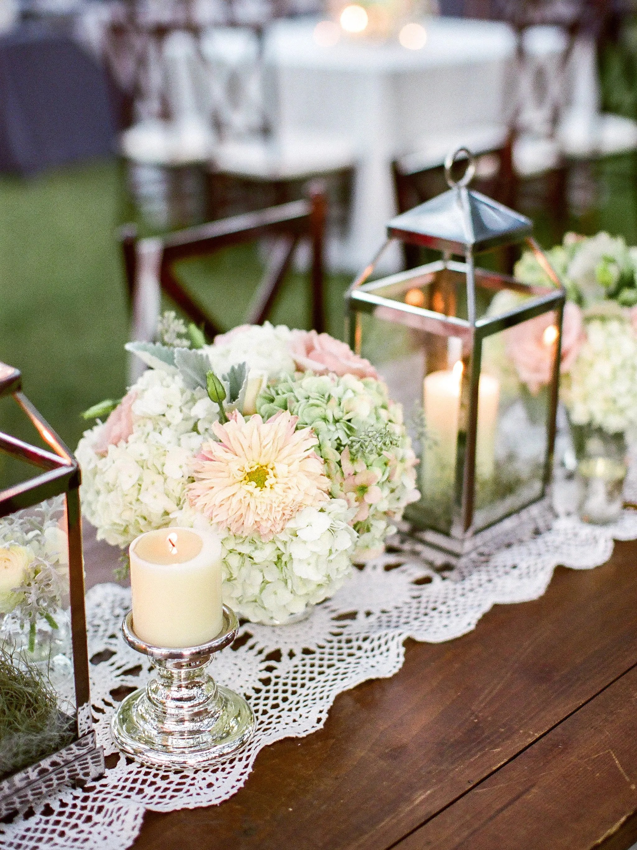 Candle Lantern Centerpieces with Flowers