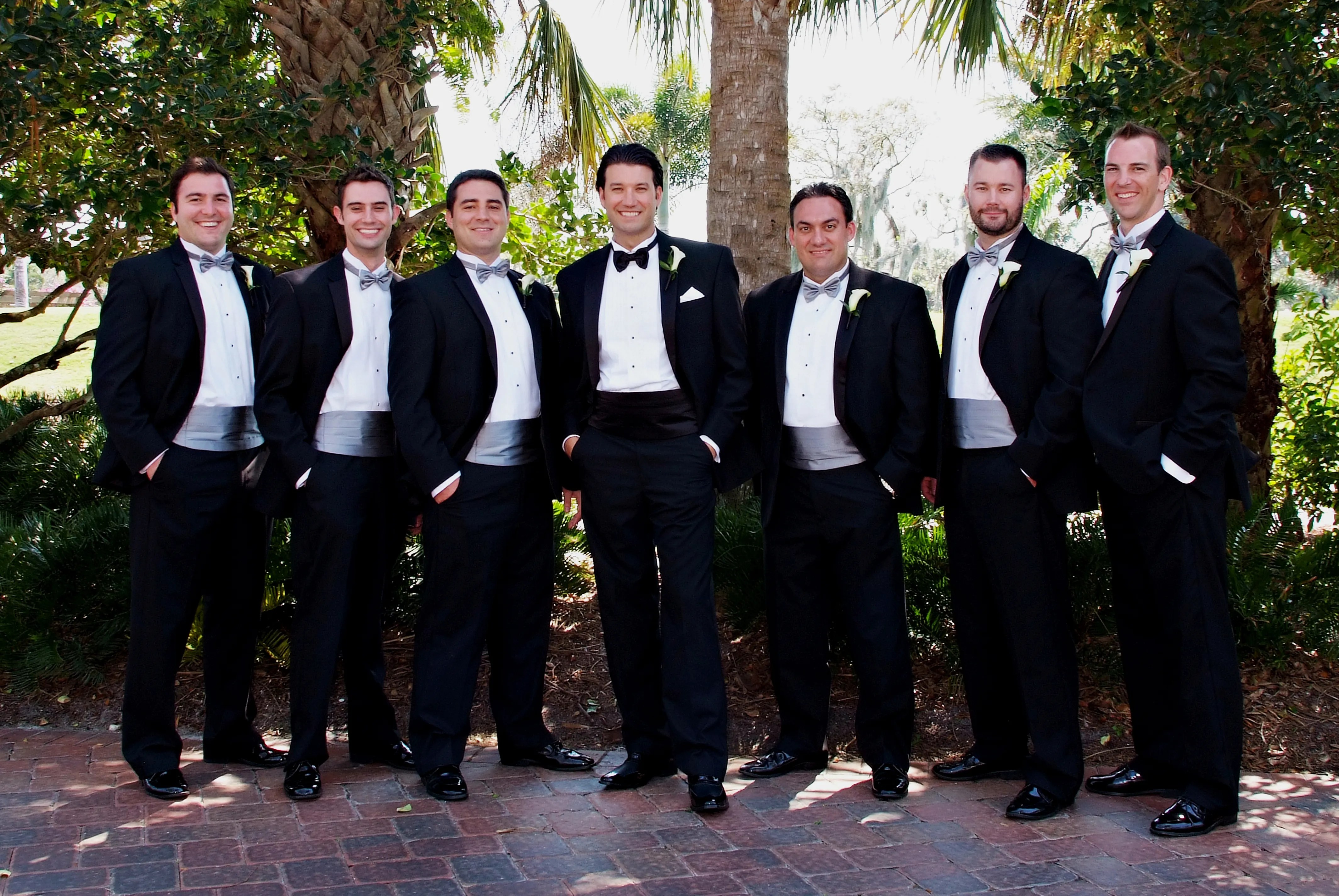Classic Black Groomsmen Tuxedos with Silver Accents