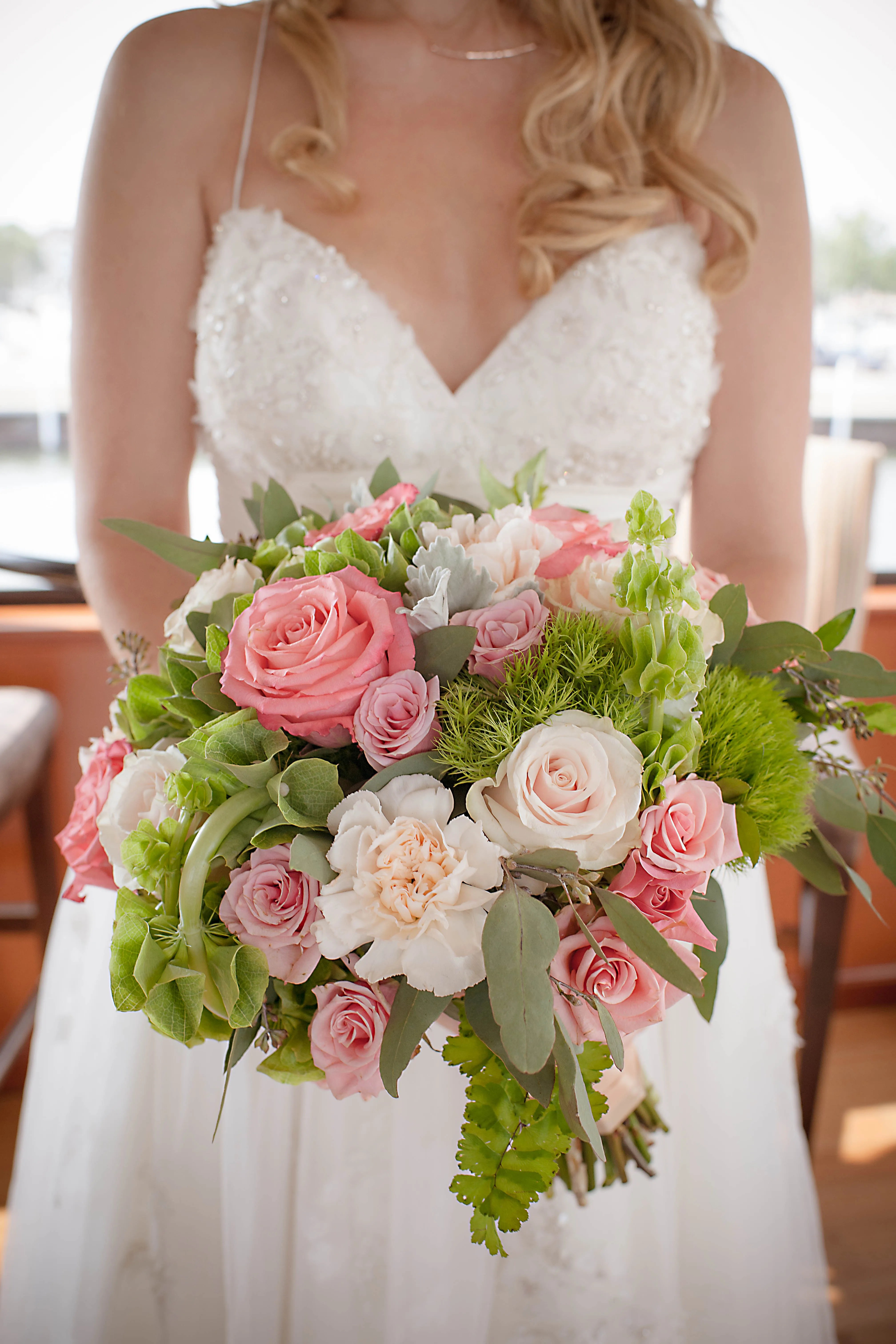 Pink and Green Bridal Bouquet