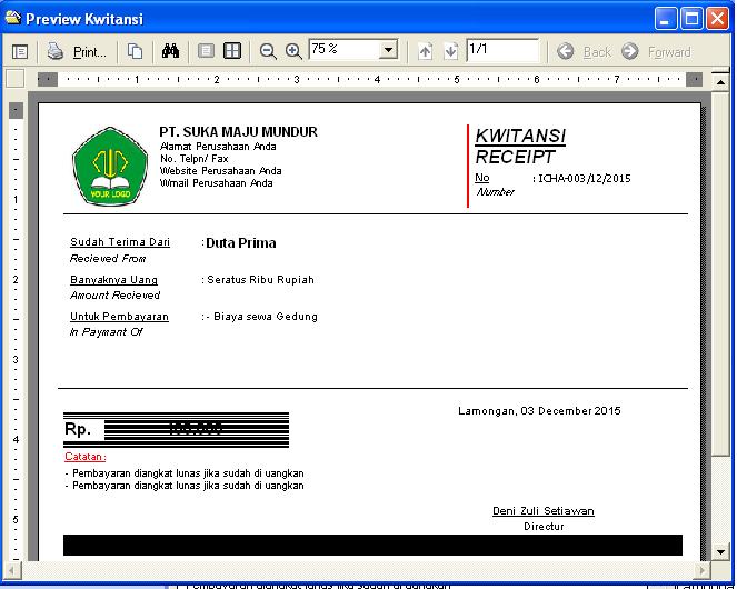 Download Aplikasi Pembuatan Kwitansi Soal Tematik