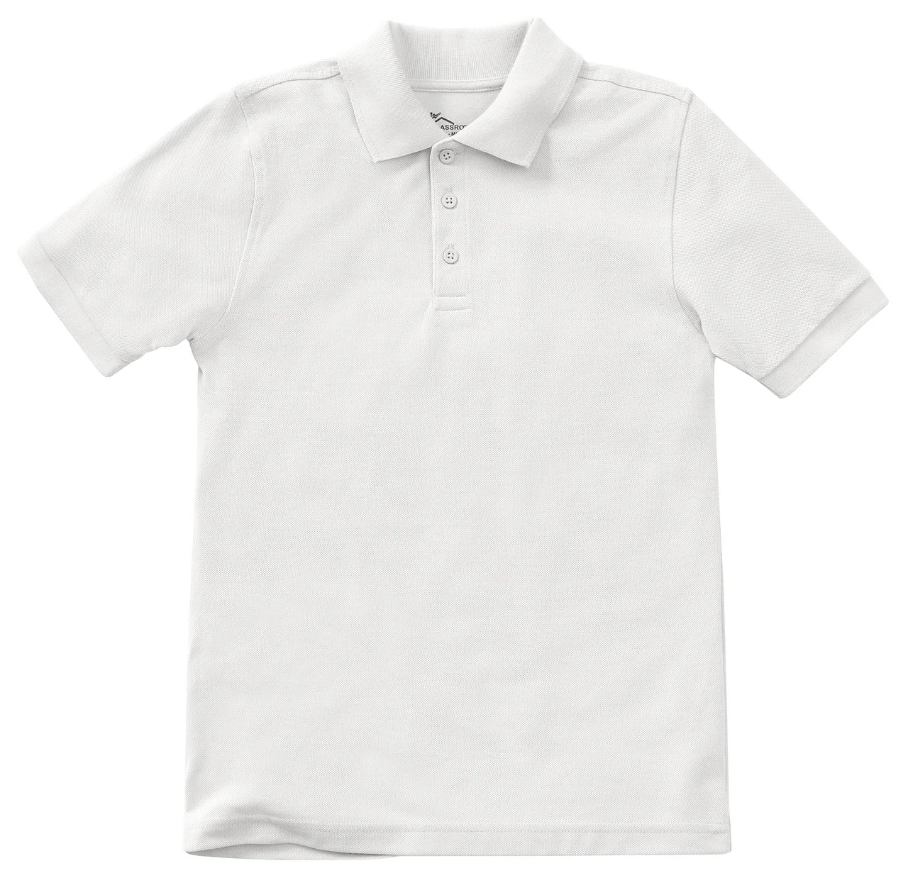 Classroom Unisex Short Sleeve Pique Knit Polo White A+ School