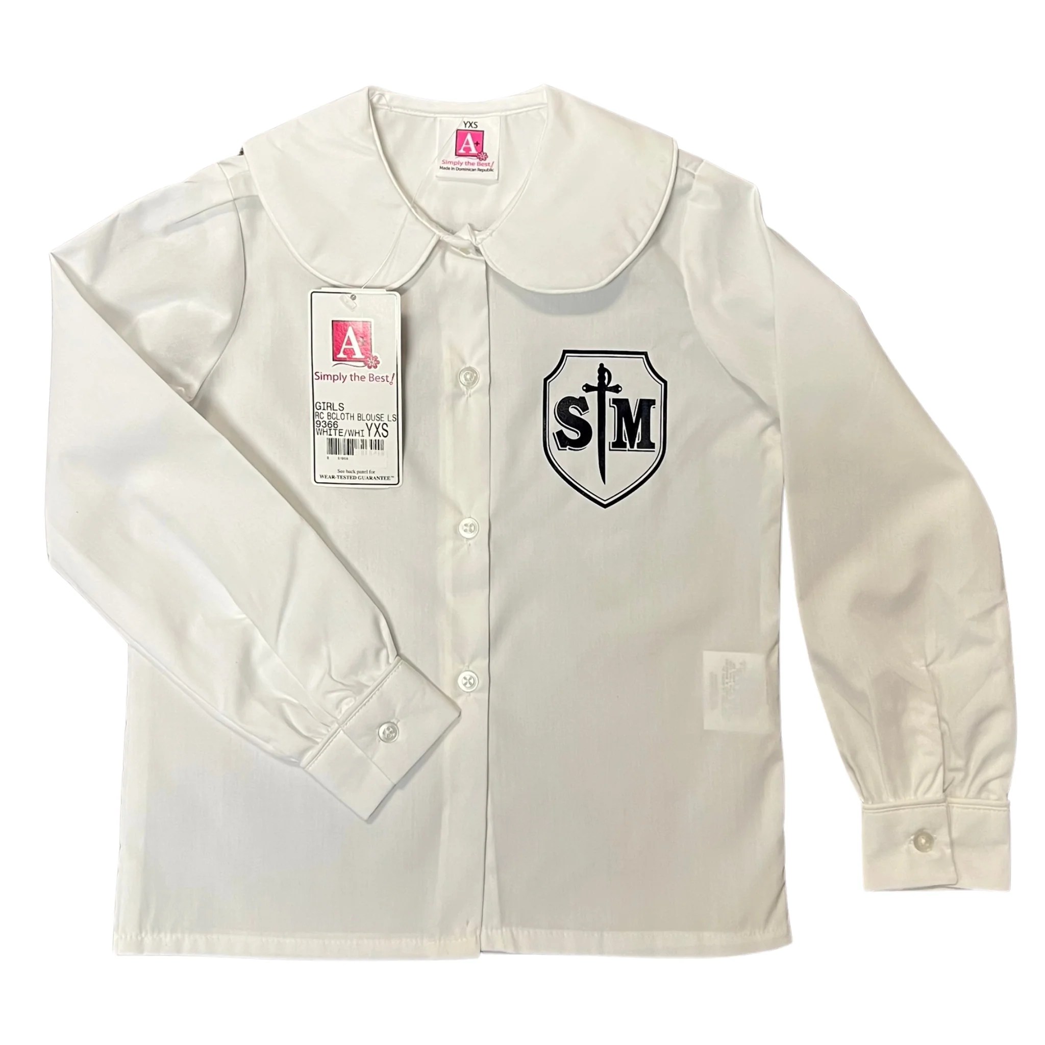 St. Michael Girl's Long Sleeve Peter Pan Blouse with Puffed Sleeves