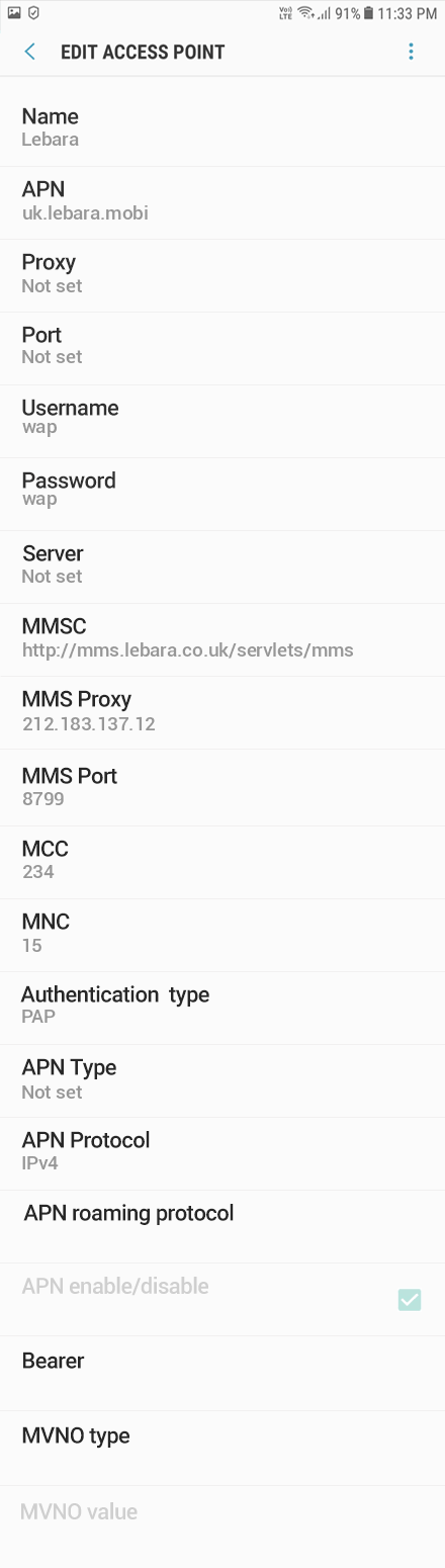 Lebara APN settings for Ulefone Armor X - APN Settings UK