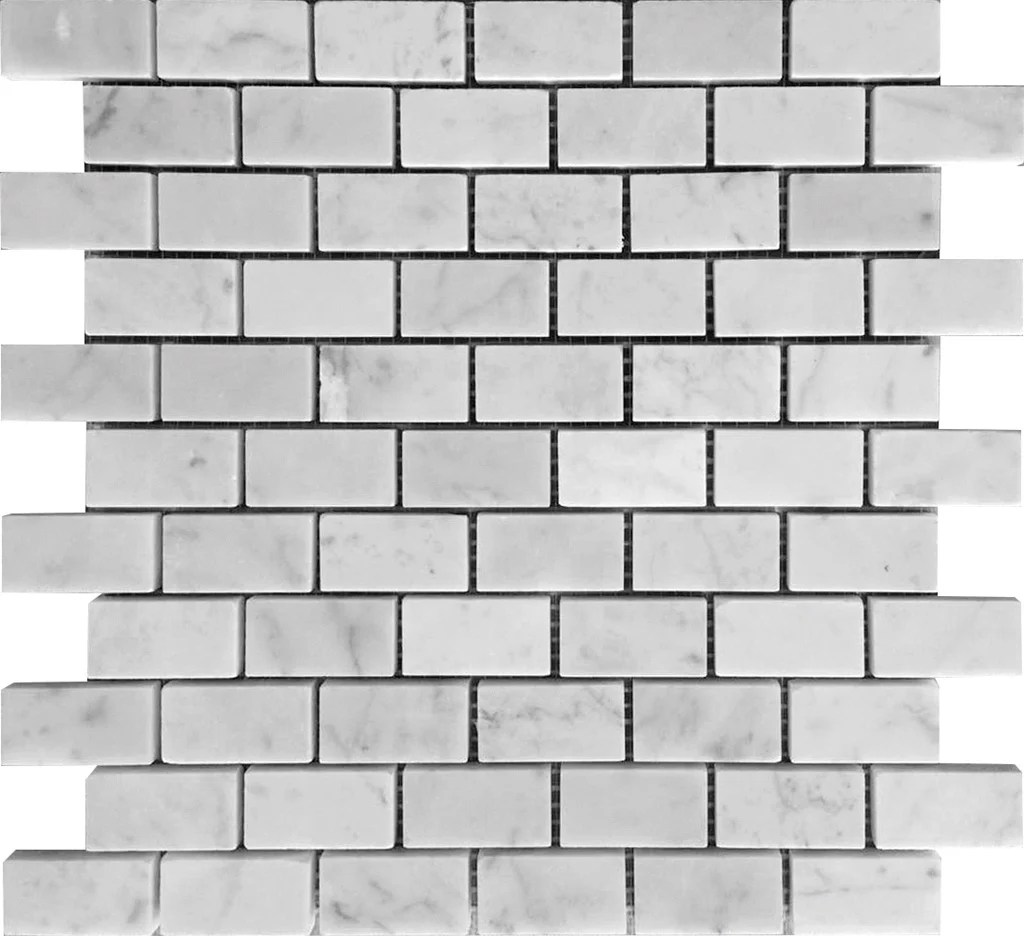 Buy Online 11.8 x 12 White Honed Natural Stone Marble Brick Mosaic Tile