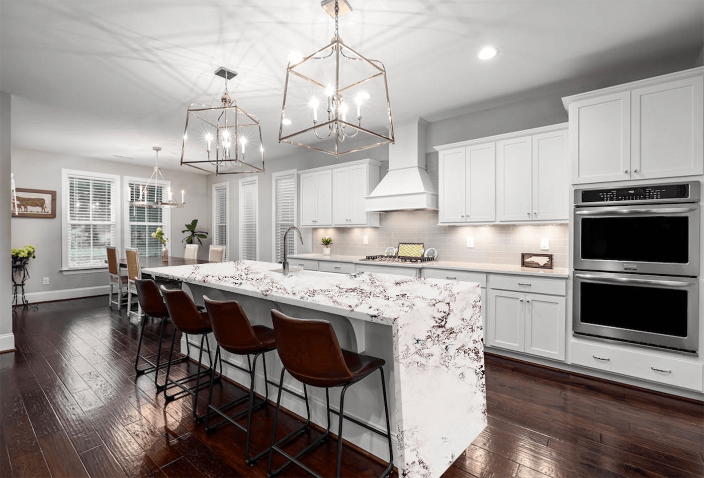 Exquisite Waterfall Island Kitchen A Masterpiece