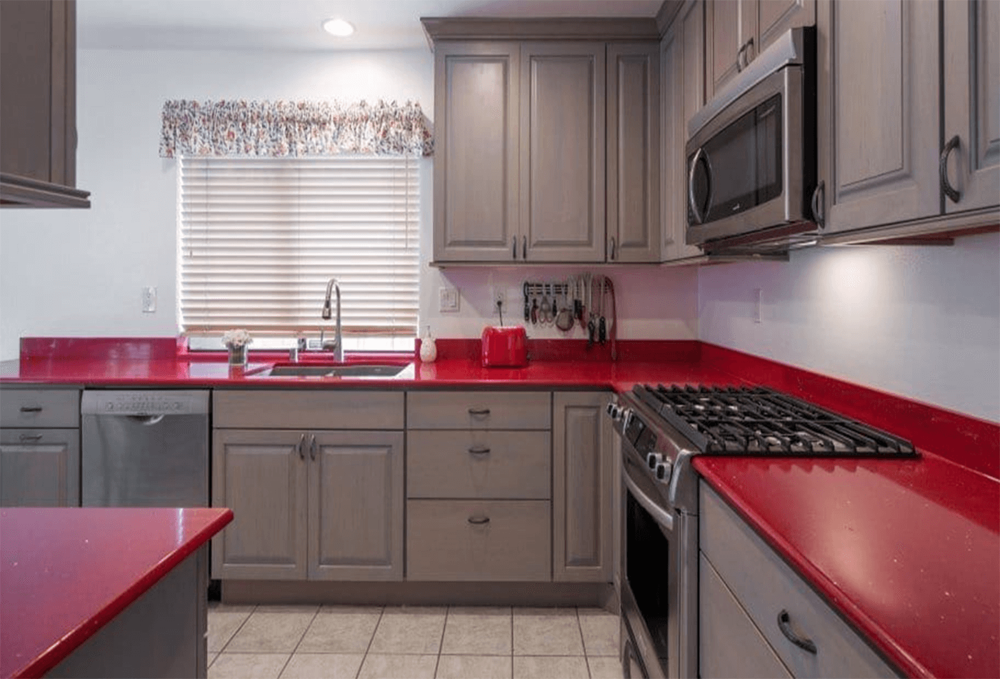 Red Countertop for Kitchens, Bathroom & Flooring