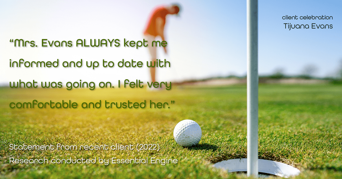 Client Testimonials for real estate agent Tijuana Evans with Prime 1 Realty