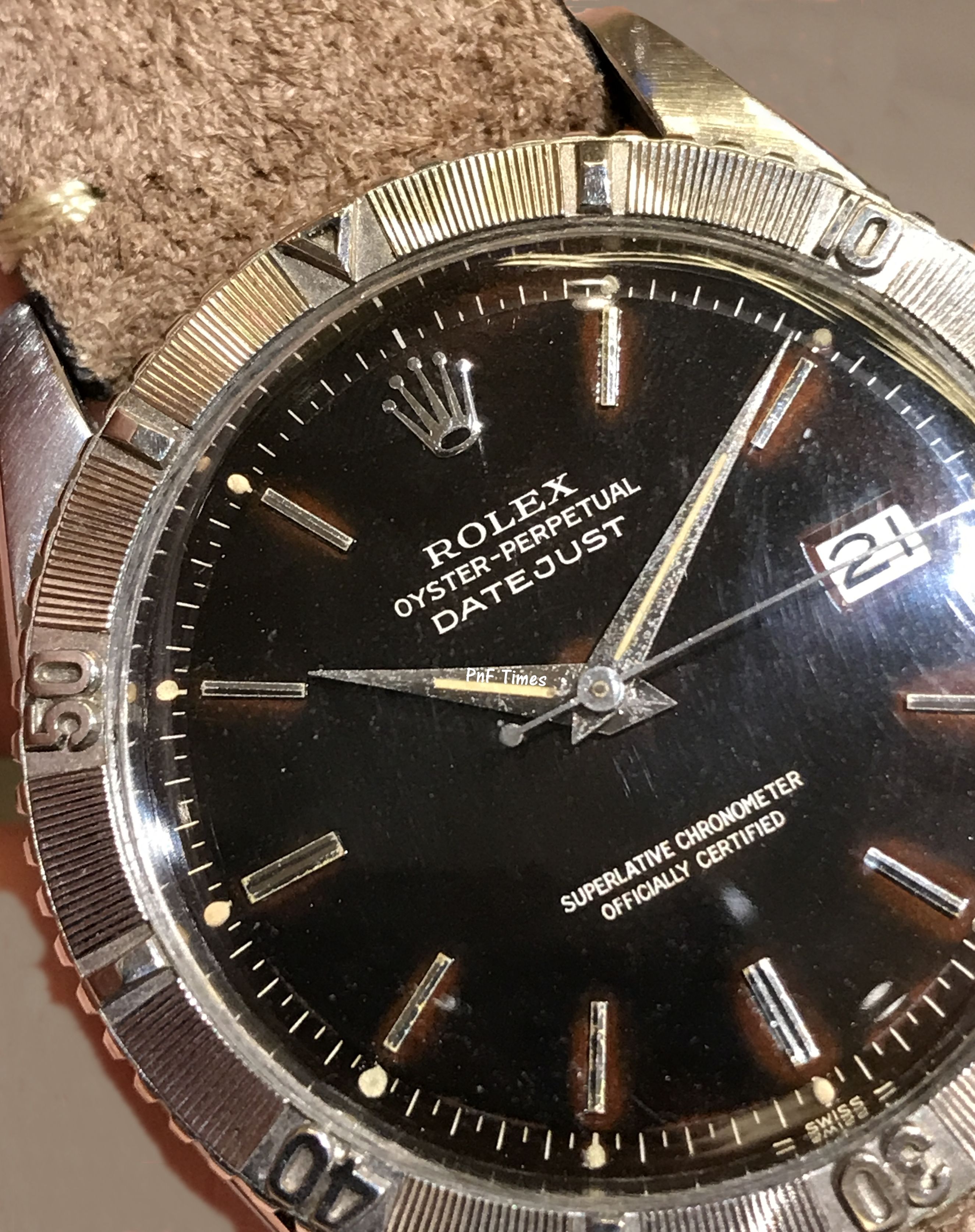 Rolex 6609 Oyster Perpetual Datejust Tropical Gilt Dial with Leather