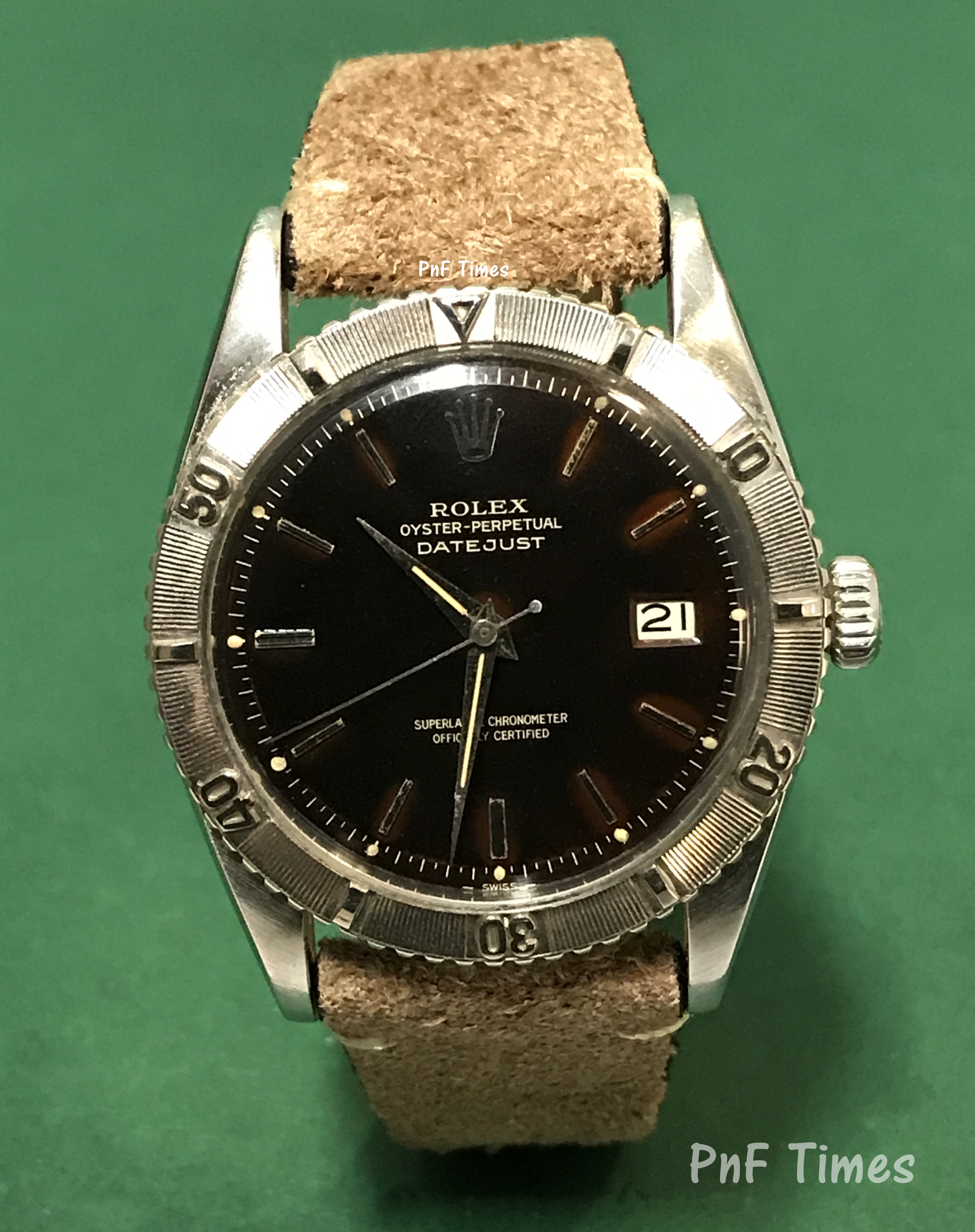 Rolex 6609 Oyster Perpetual Datejust Tropical Gilt Dial with Leather