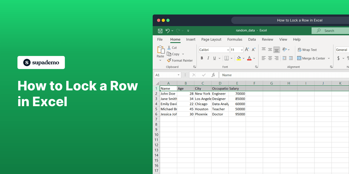 How to Lock a Row in Excel