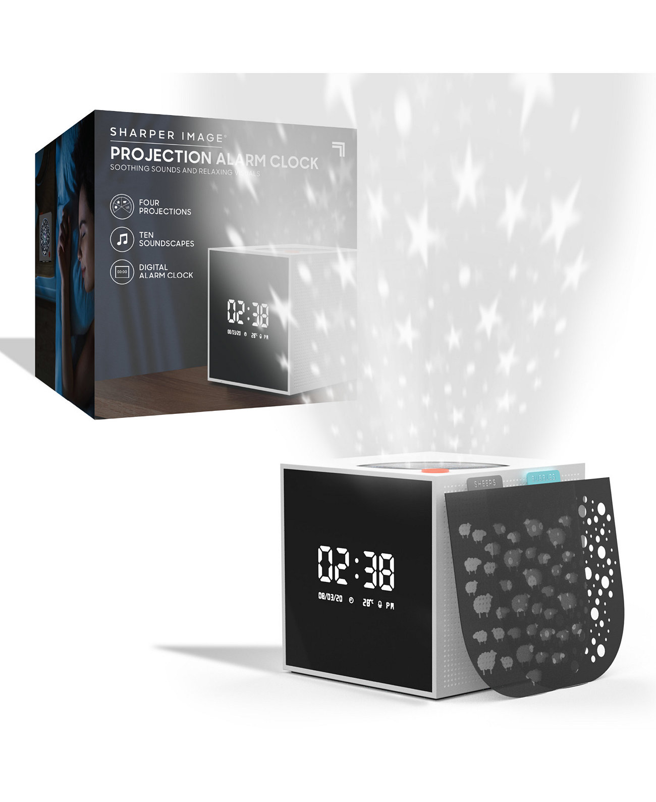 Купить Кейсы Projection Alarm Clock with Soothing Sounds and Relaxing