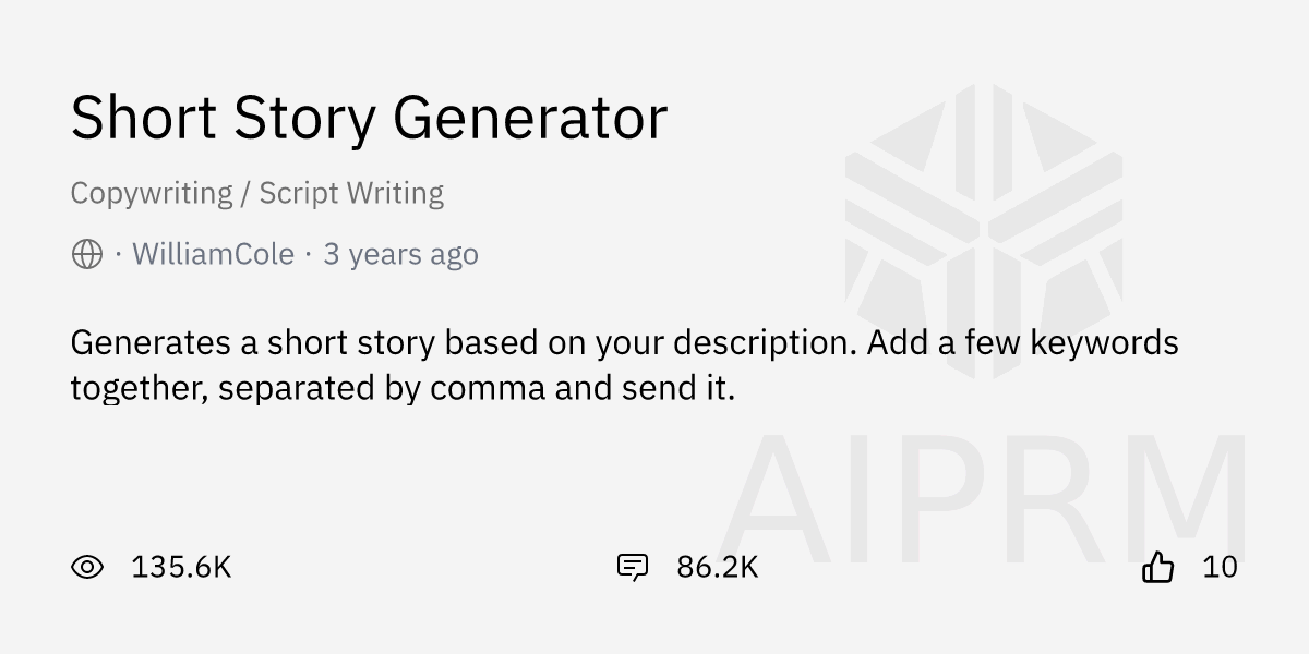 Short Story Generator Prompt for ChatGPT AIPRM