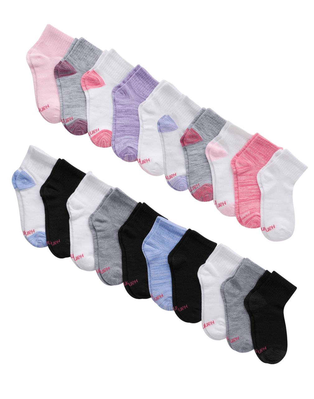Hanes Girls Ankle Socks Super Value 20Pack Apparel Direct Distributor