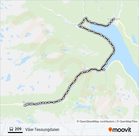 209 Route Schedules, Stops & Maps Rjukan Porsgrunn (Updated)