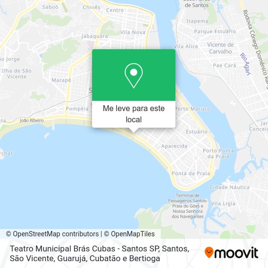 Como chegar até Teatro Municipal Brás Cubas Santos SP de ônibus ou barca?