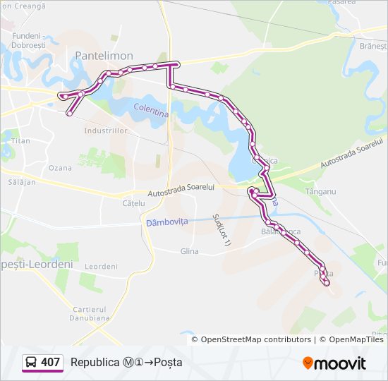 407 Bus Route Map 407 Route: Schedules, Stops & Maps - Republica Ⓜ①‎→Poșta (Updated)
