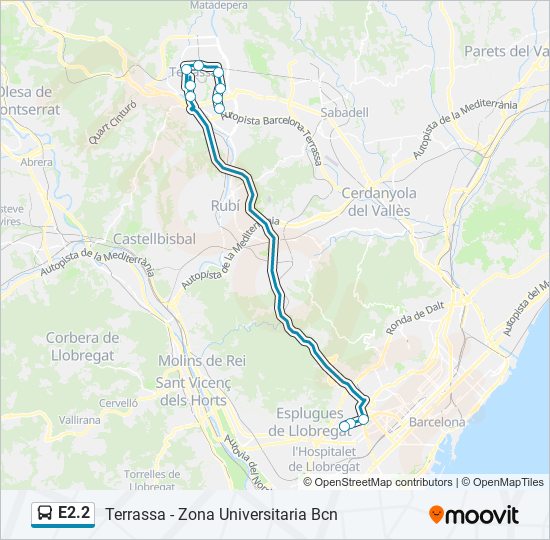 Línea e22 horarios, paradas y mapas Terrassa Zona Universitaria
