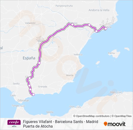 Línea ave horarios, paradas y mapas Màlaga (Actualizado)