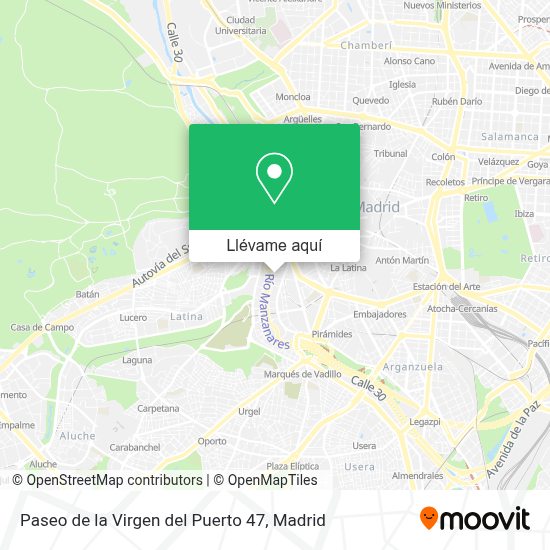 Cómo llegar a Paseo de la Virgen del Puerto 47 en Madrid en Autobús