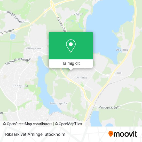 Karta Arninge Vägbeskrivningar till Riksarkivet Arninge i Täby med Buss Moovit