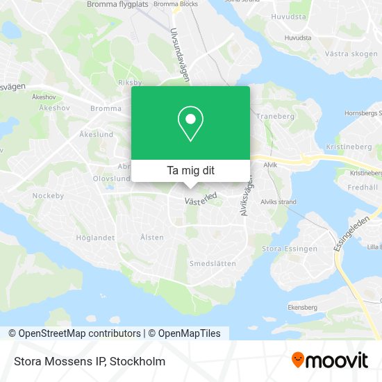 Vägbeskrivningar till Stora Mossens IP i Stockholm med Buss, Tunnelbana
