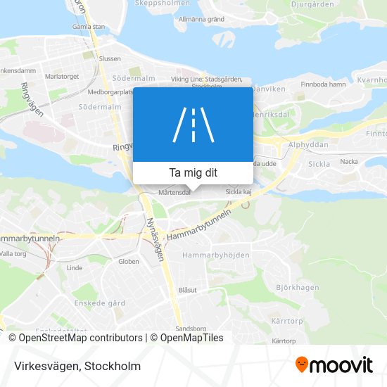 Vägbeskrivningar till Virkesvägen i Stockholm med Tunnelbana, Buss