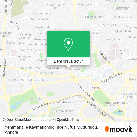 Yenimahalle Kaymakamlığı İlçe Nüfus Müdürlüğü nerede, otobüs, metro