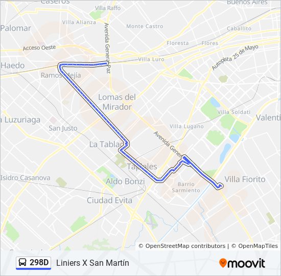 298d Route Schedules, Stops & Maps Liniers X San Martín (Updated)
